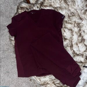 Medcouture burgundy scrub set
